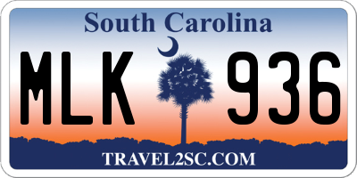 SC license plate MLK936