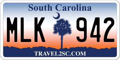 SC license plate MLK942