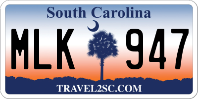SC license plate MLK947