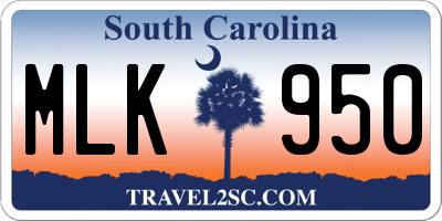 SC license plate MLK950