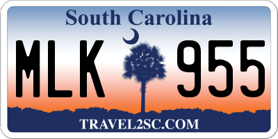 SC license plate MLK955