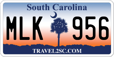 SC license plate MLK956