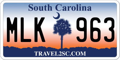 SC license plate MLK963