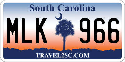 SC license plate MLK966