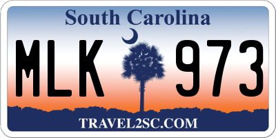 SC license plate MLK973