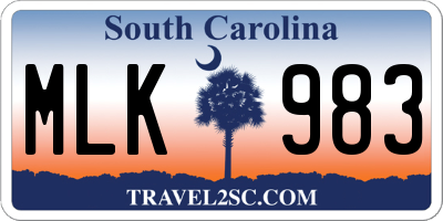 SC license plate MLK983