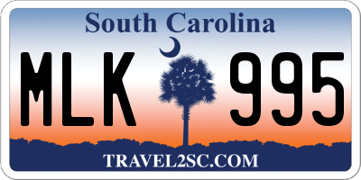 SC license plate MLK995