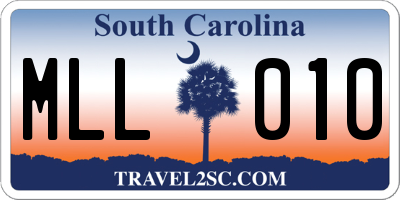 SC license plate MLL010