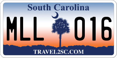 SC license plate MLL016