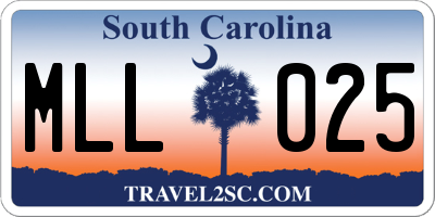SC license plate MLL025