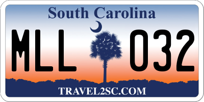 SC license plate MLL032