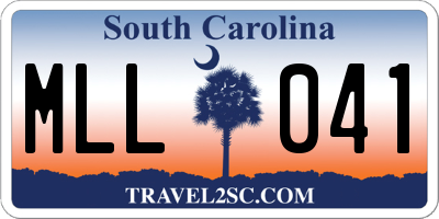 SC license plate MLL041