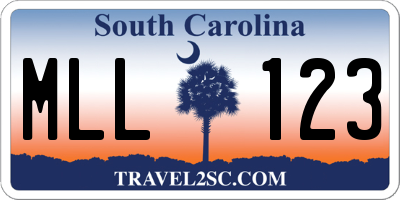 SC license plate MLL123