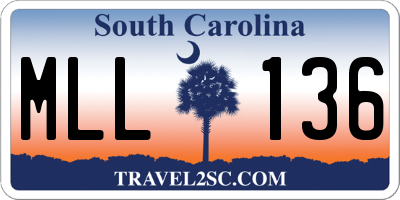 SC license plate MLL136