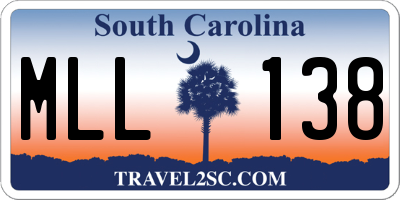 SC license plate MLL138
