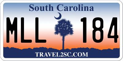 SC license plate MLL184