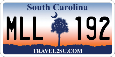 SC license plate MLL192