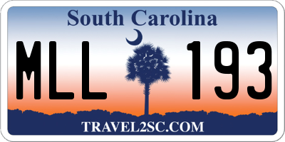 SC license plate MLL193