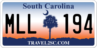 SC license plate MLL194