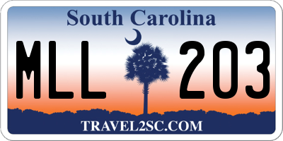 SC license plate MLL203