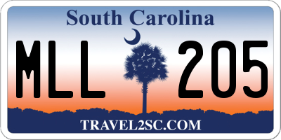 SC license plate MLL205