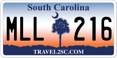 SC license plate MLL216