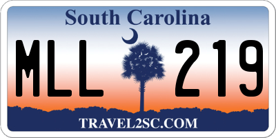 SC license plate MLL219