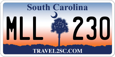 SC license plate MLL230