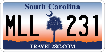 SC license plate MLL231