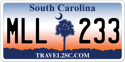SC license plate MLL233