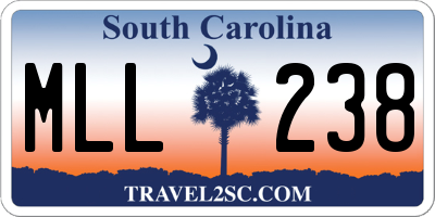 SC license plate MLL238