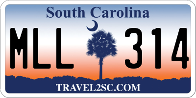SC license plate MLL314