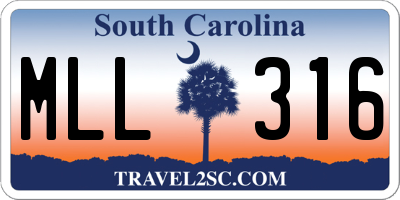 SC license plate MLL316