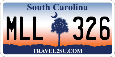 SC license plate MLL326