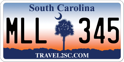 SC license plate MLL345