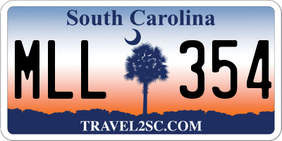SC license plate MLL354