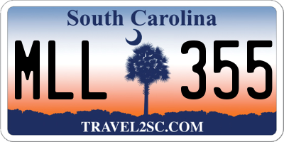 SC license plate MLL355