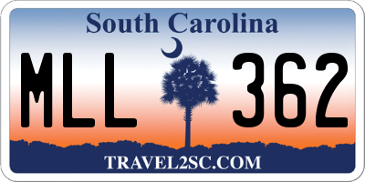 SC license plate MLL362