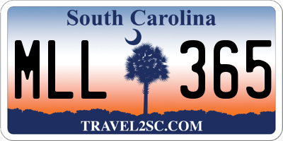 SC license plate MLL365