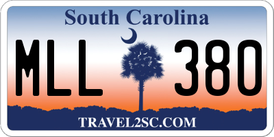 SC license plate MLL380