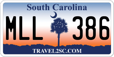 SC license plate MLL386