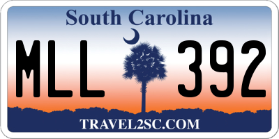 SC license plate MLL392