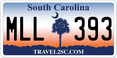 SC license plate MLL393
