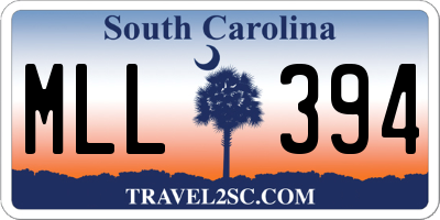 SC license plate MLL394