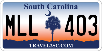 SC license plate MLL403