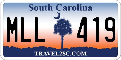 SC license plate MLL419