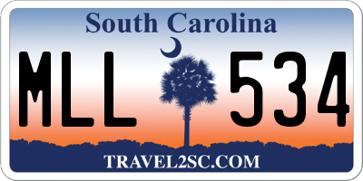 SC license plate MLL534