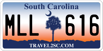 SC license plate MLL616