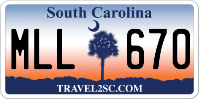 SC license plate MLL670