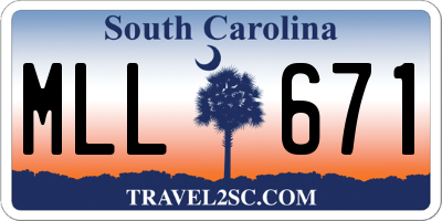 SC license plate MLL671